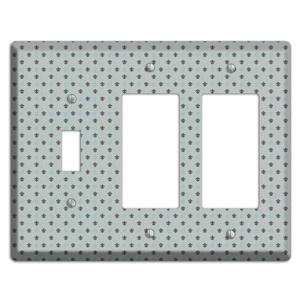 Dusty Blue with Fleur de Lis Toggle / 2 Rocker Wallplate