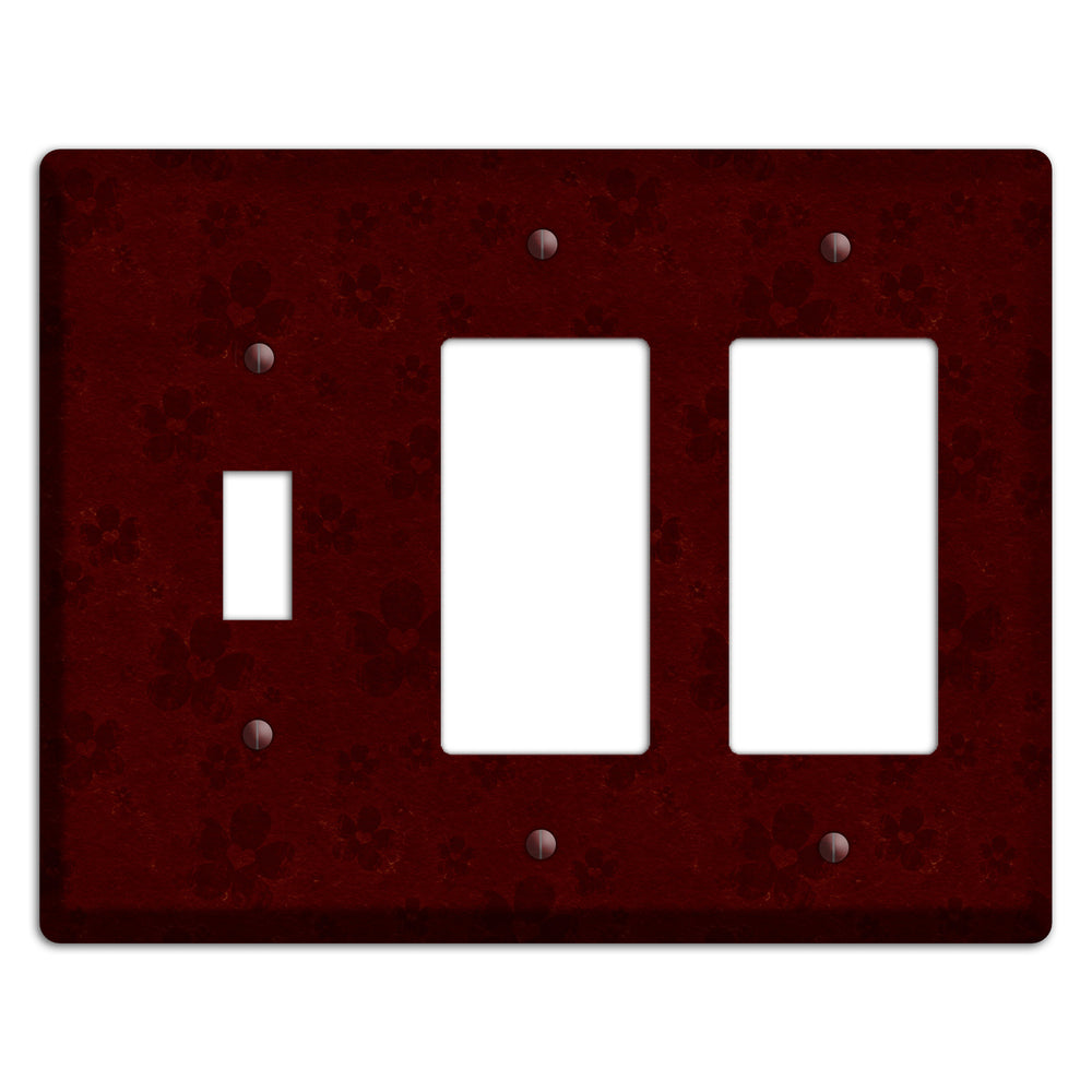 Maroon Grunge Suzani 2 Toggle / 2 Rocker Wallplate