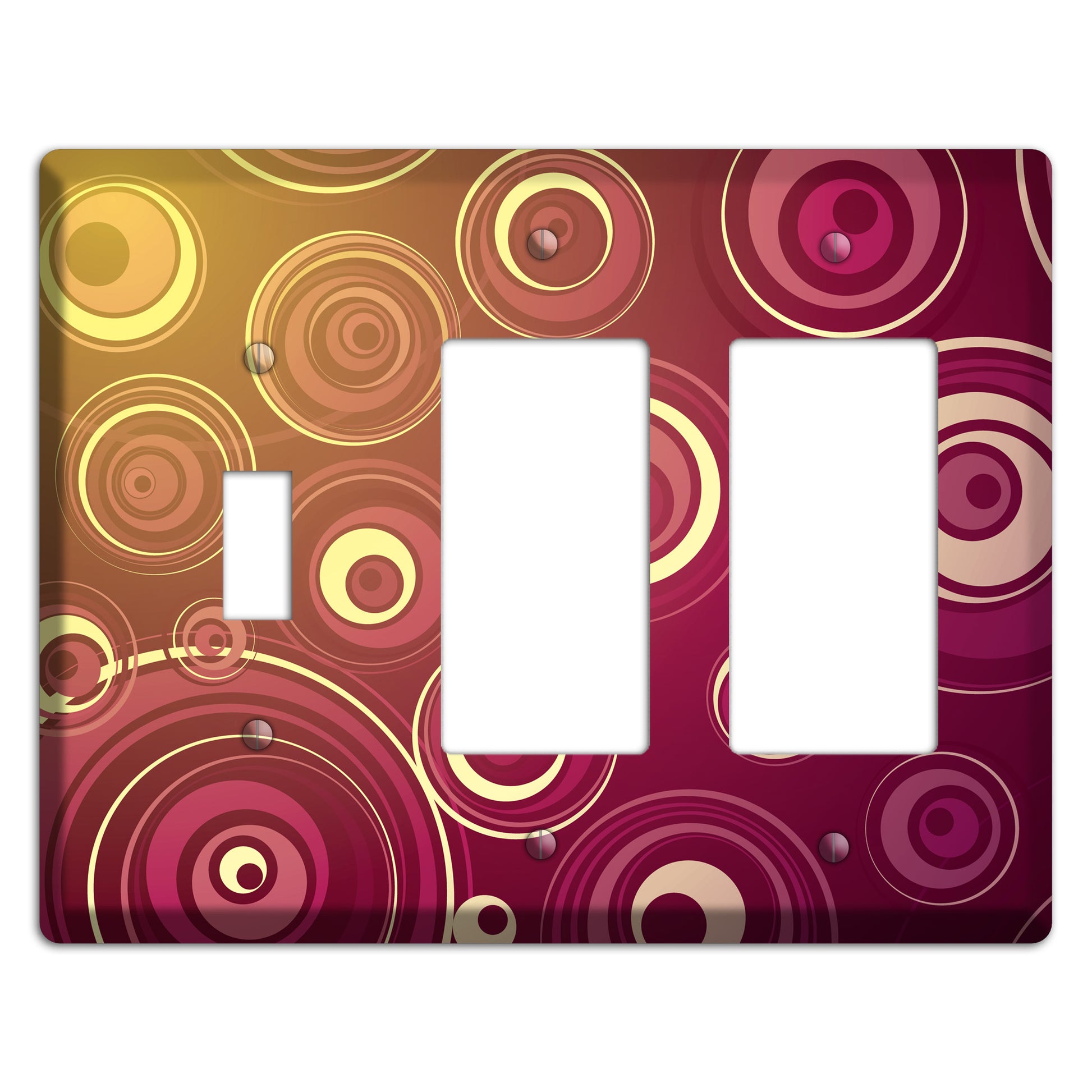 Maroon and Yellow Circles Toggle / 2 Rocker Wallplate