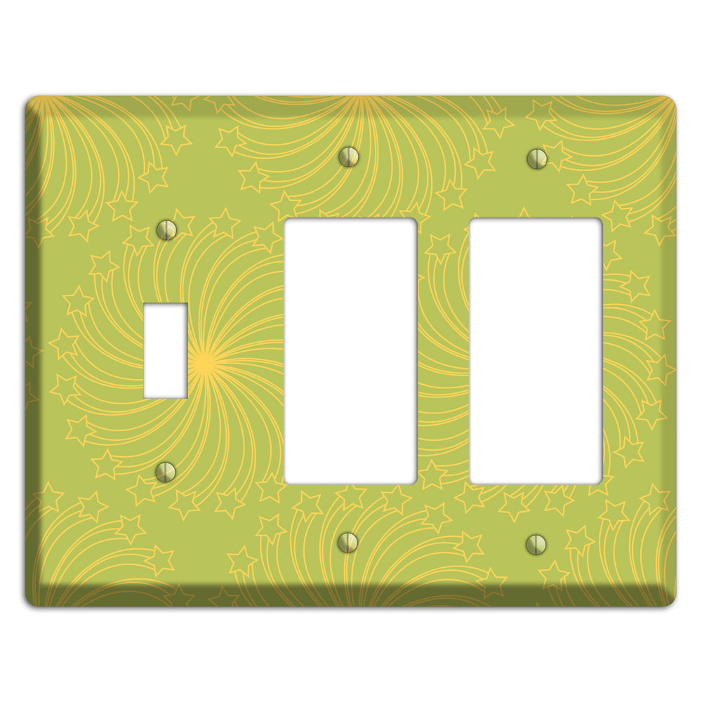 Multi Lime Star Swirl Toggle / 2 Rocker Wallplate