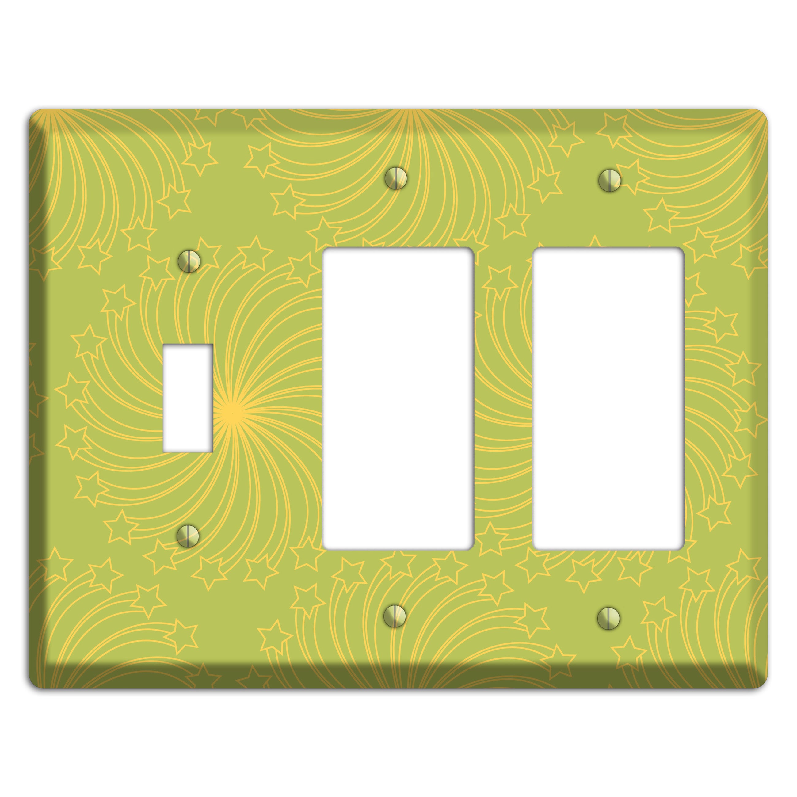 Multi Lime Star Swirl Toggle / 2 Rocker Wallplate