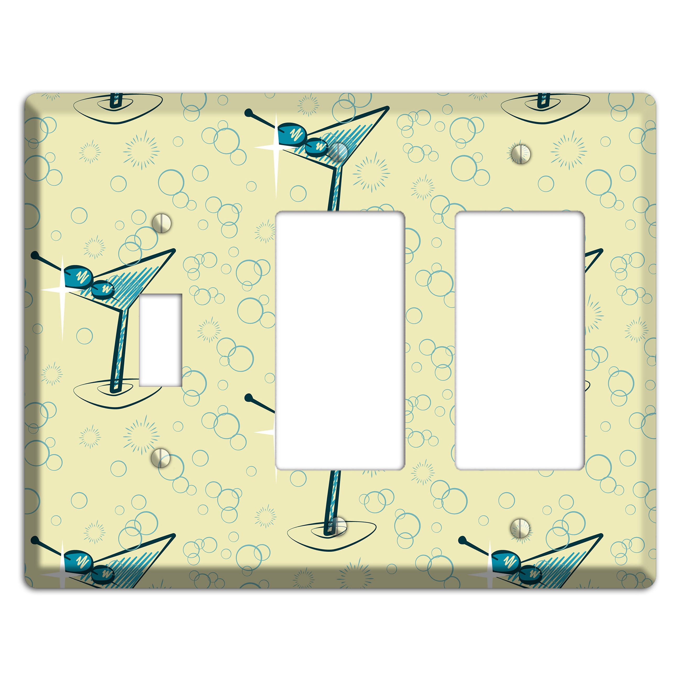 Yellow Martini Toggle / 2 Rocker Wallplate