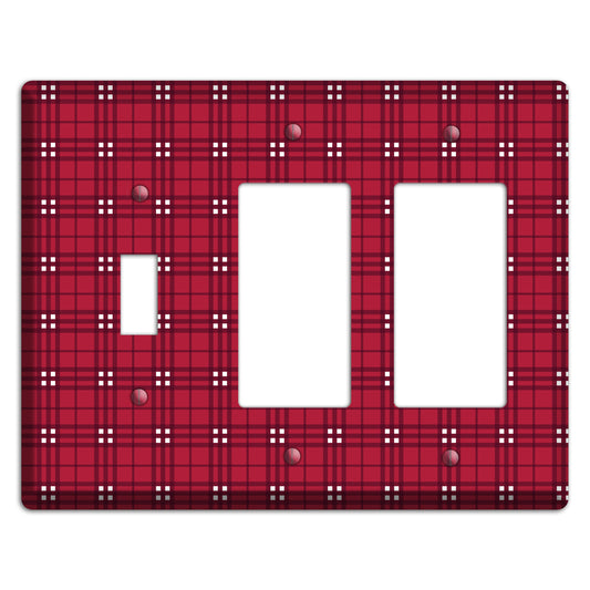 Red and White Plaid Toggle / 2 Rocker Wallplate