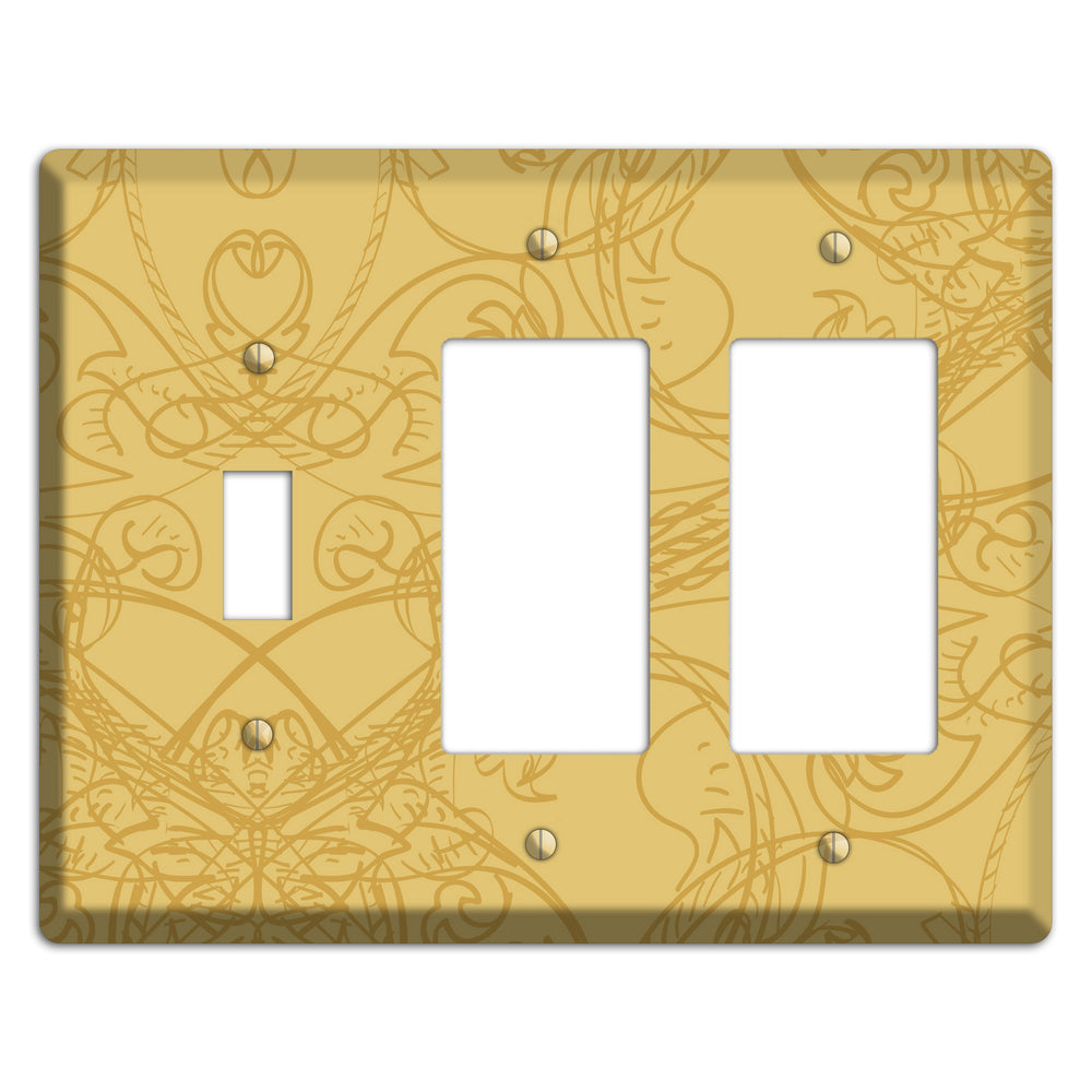 Beige Deco Sketch Toggle / 2 Rocker Wallplate
