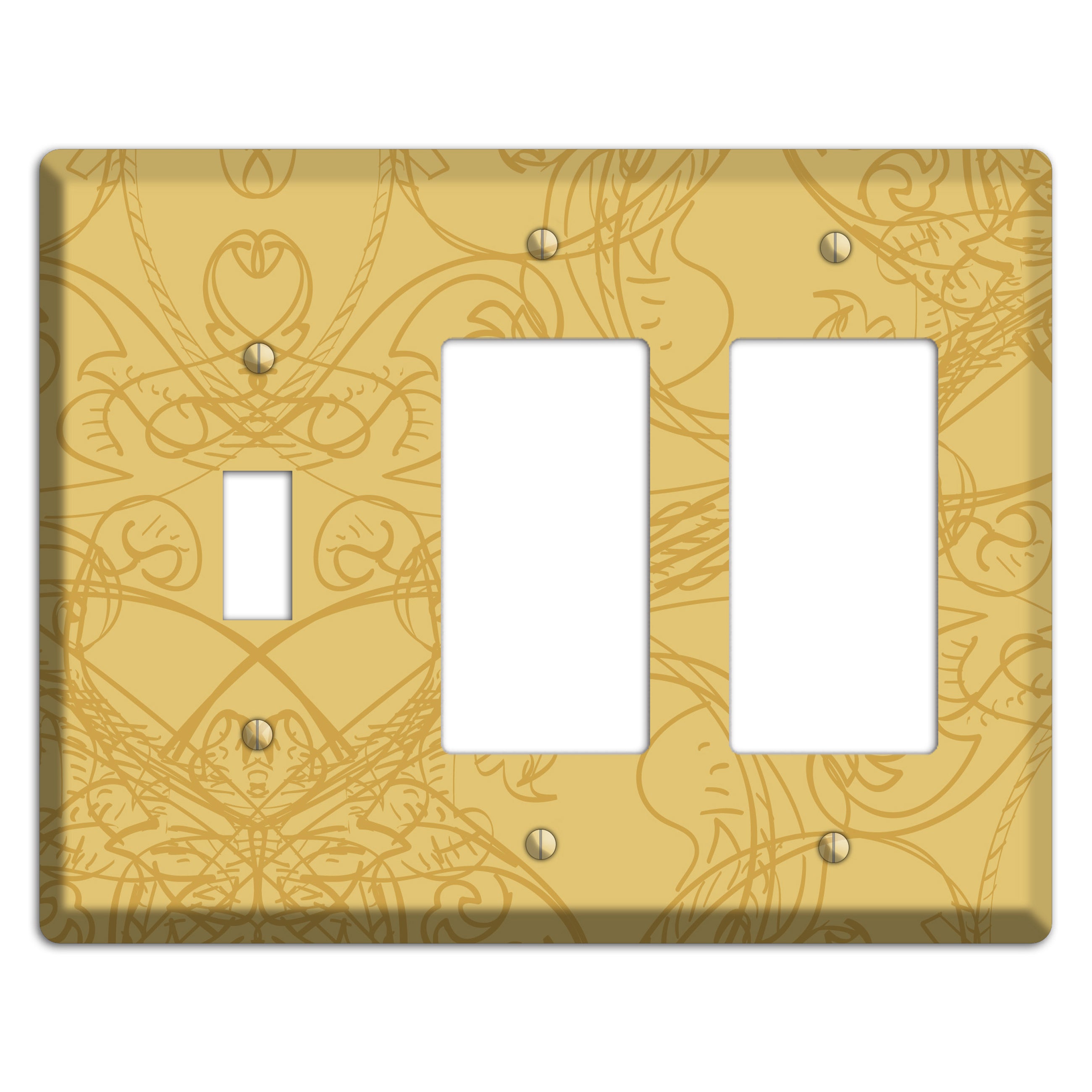 Beige Deco Sketch Toggle / 2 Rocker Wallplate