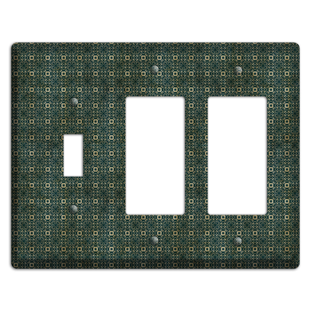 Dark Green Grunge Tapestry Toggle / 2 Rocker Wallplate