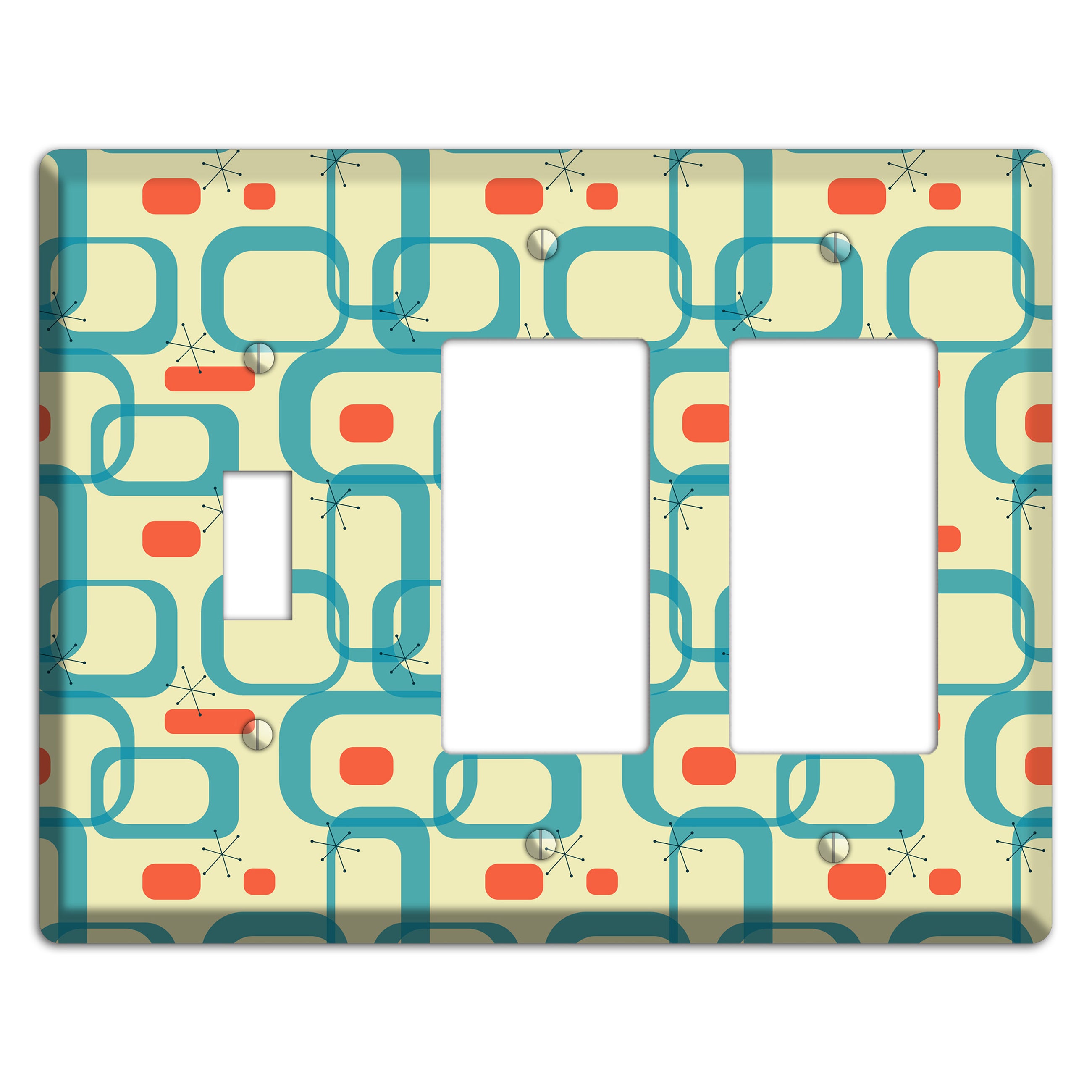 Blue and Yellow Oval Toggle / 2 Rocker Wallplate