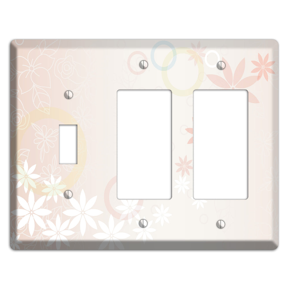Mauve Floral Toggle / 2 Rocker Wallplate