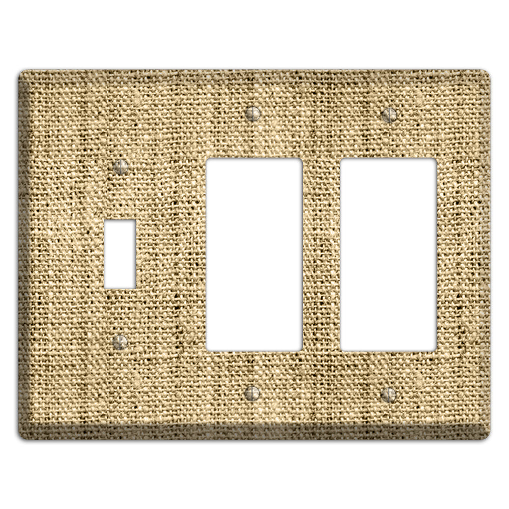 Indian Khaki Burlap Toggle / 2 Rocker Wallplate