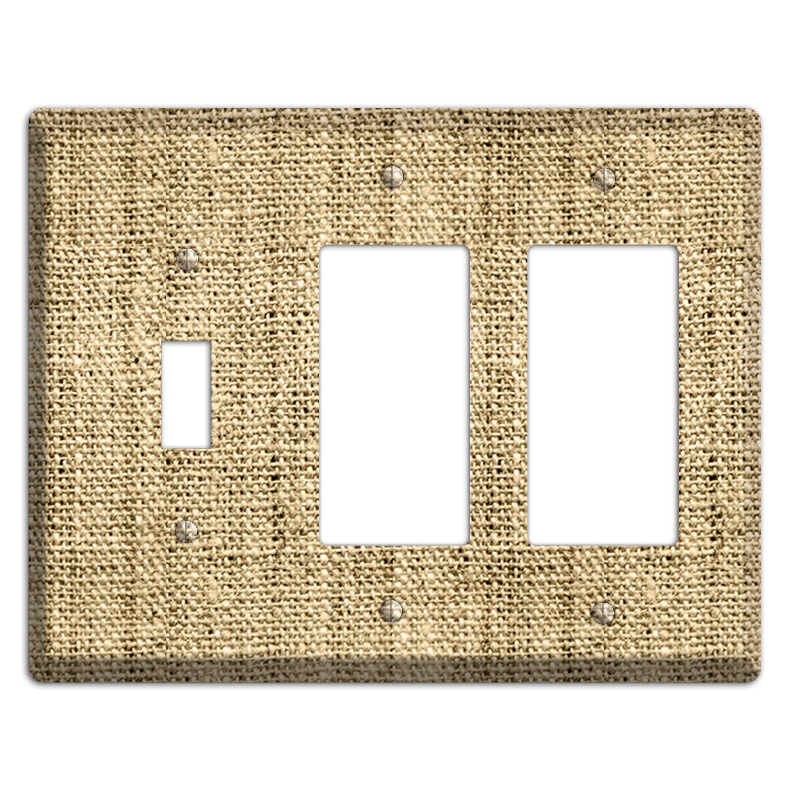 Indian Khaki Burlap Toggle / 2 Rocker Wallplate