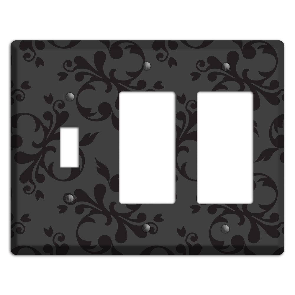 Grey Victorian Toile Toggle / 2 Rocker Wallplate