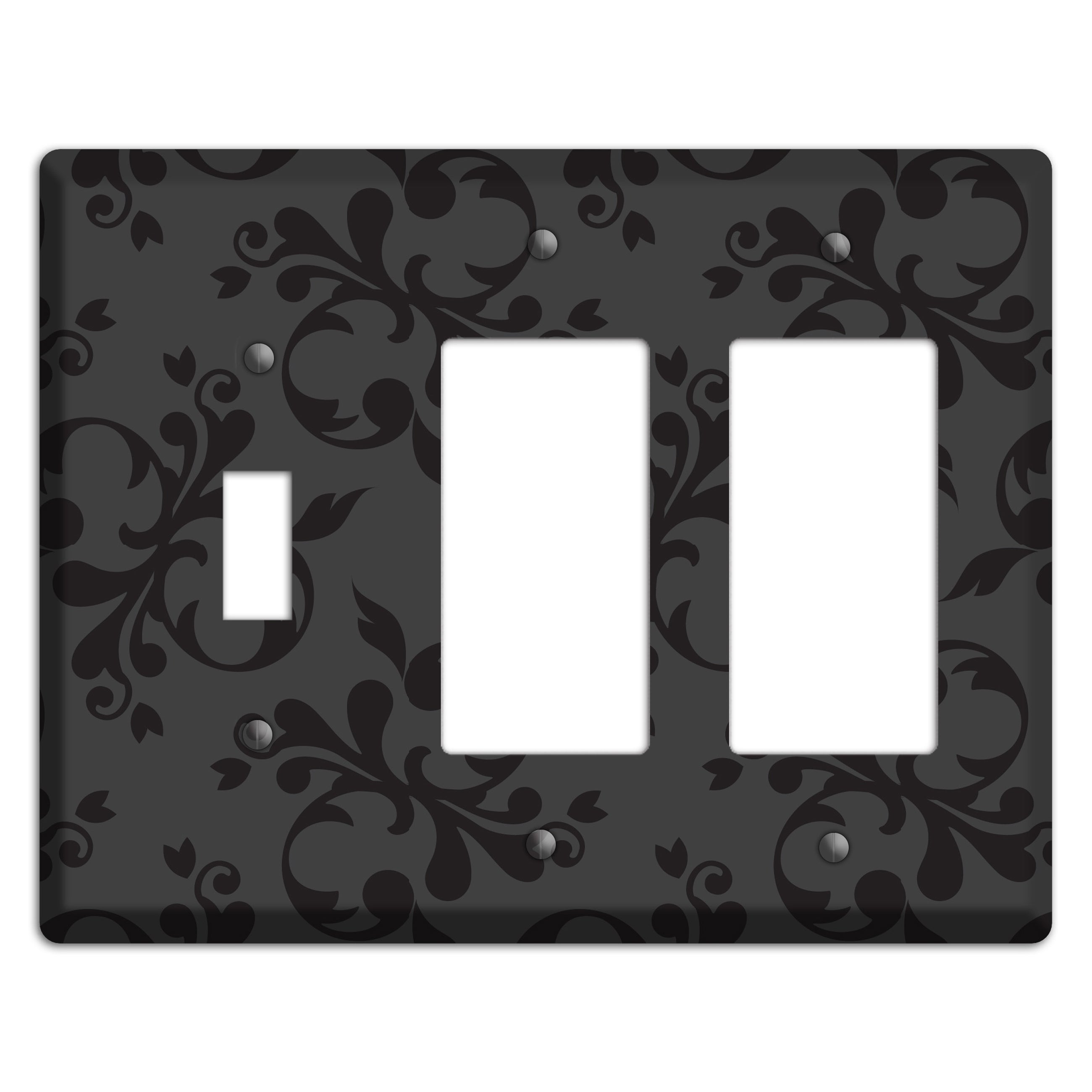 Grey Victorian Toile Toggle / 2 Rocker Wallplate