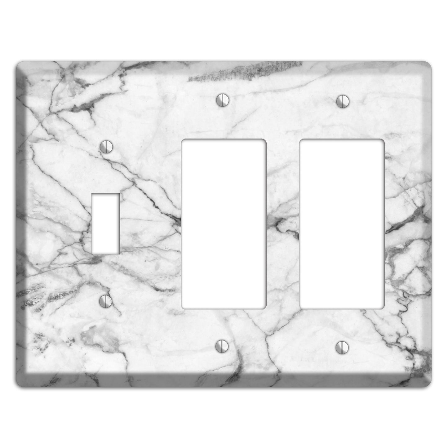 White and Gray Marble Toggle / 2 Rocker Wallplate