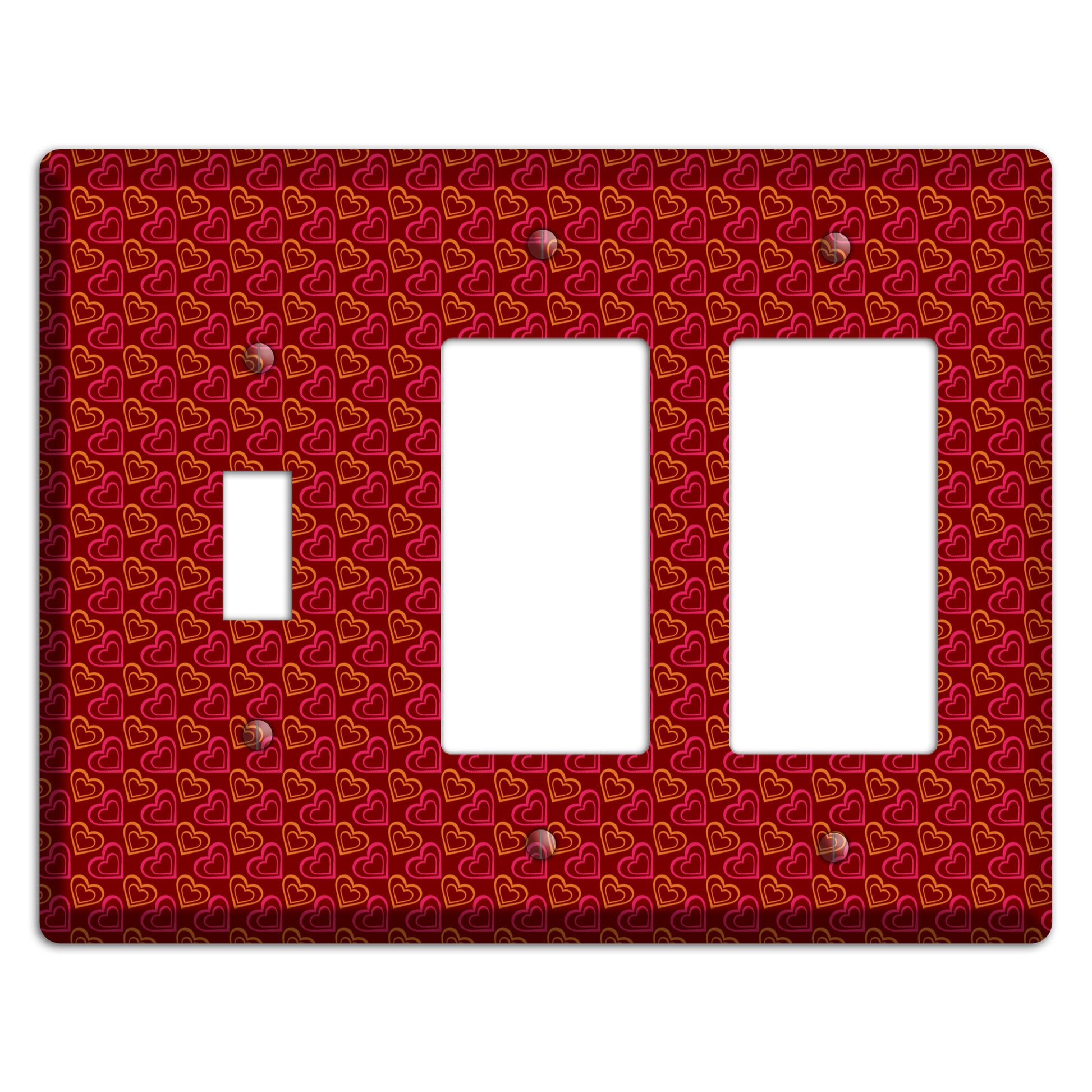 Red and Orange Hearts Toggle / 2 Rocker Wallplate
