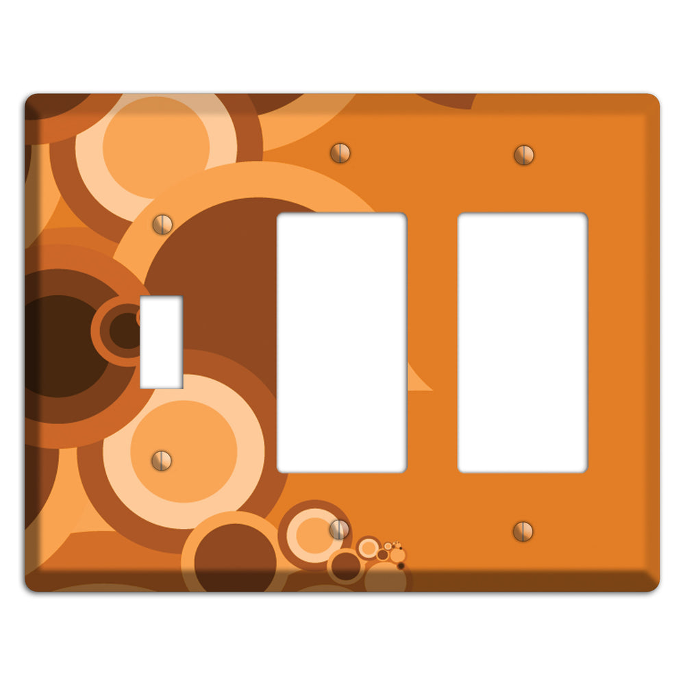 Burnt Orange Circles Toggle / 2 Rocker Wallplate