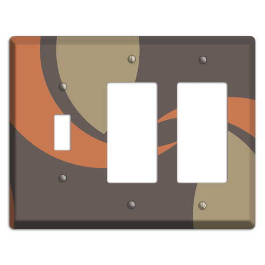 Grey Beige and Orange Abstract Toggle / 2 Rocker Wallplate