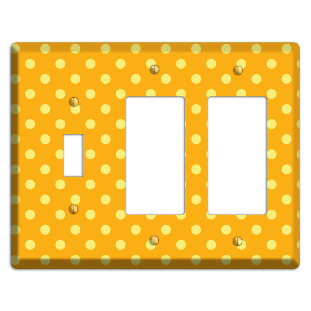 Orange and Yellow Polka Dot Toggle / 2 Rocker Wallplate