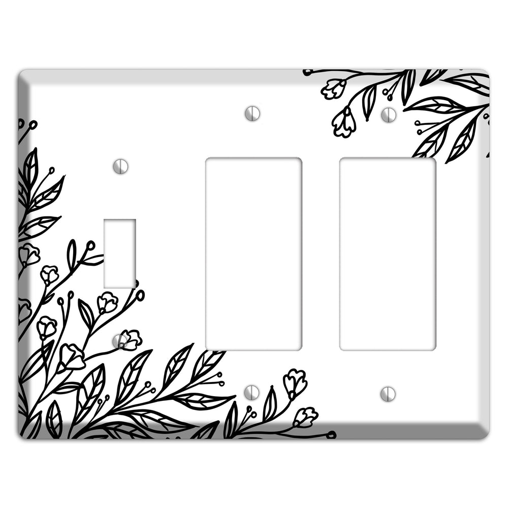 Hand-Drawn Floral 2 Toggle / 2 Rocker Wallplate