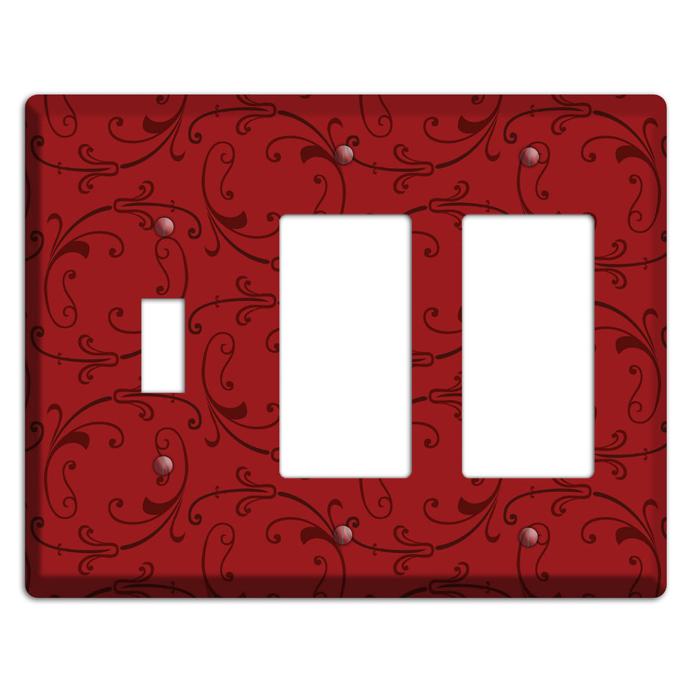Red Victorian Sprig Toggle / 2 Rocker Wallplate