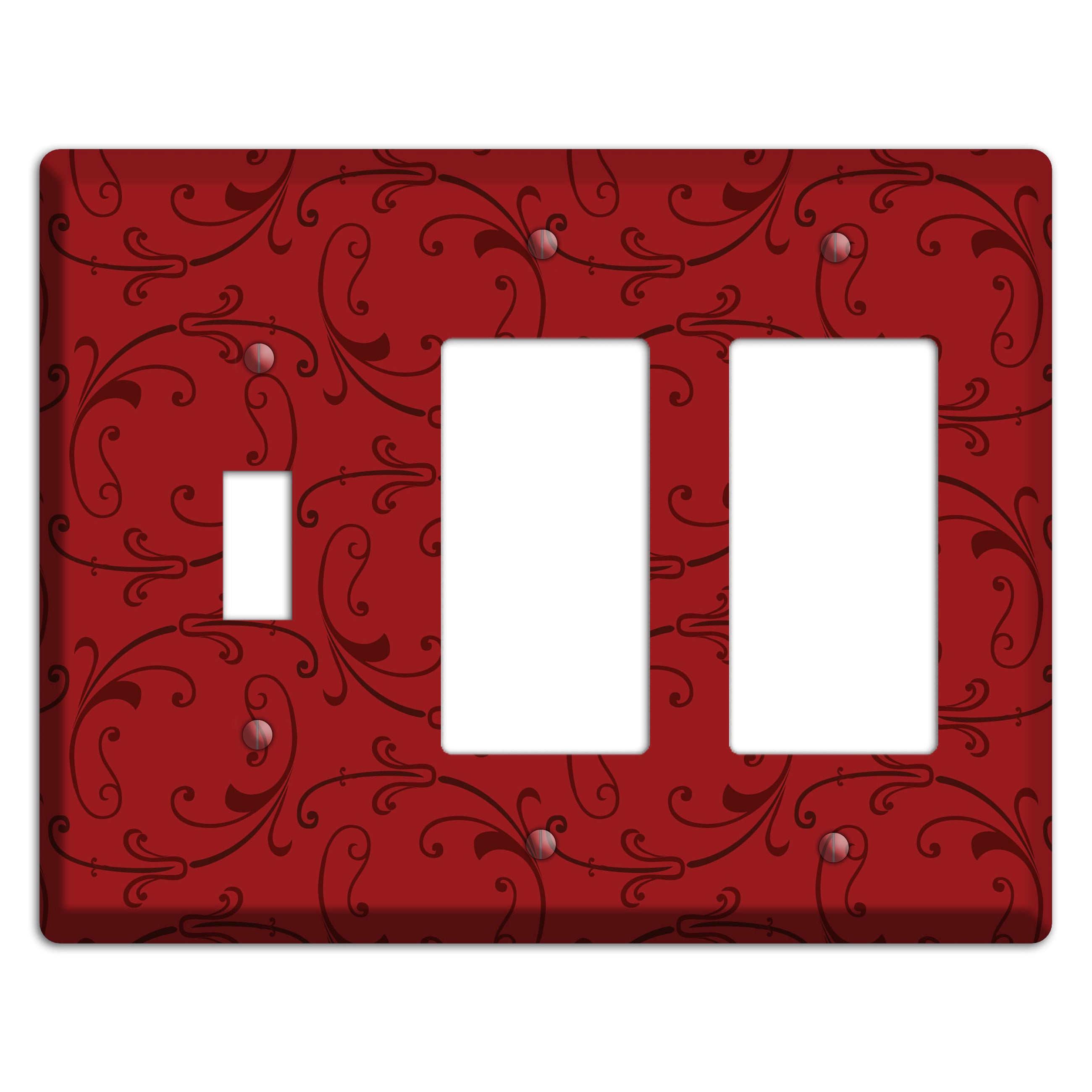 Red Victorian Sprig Toggle / 2 Rocker Wallplate