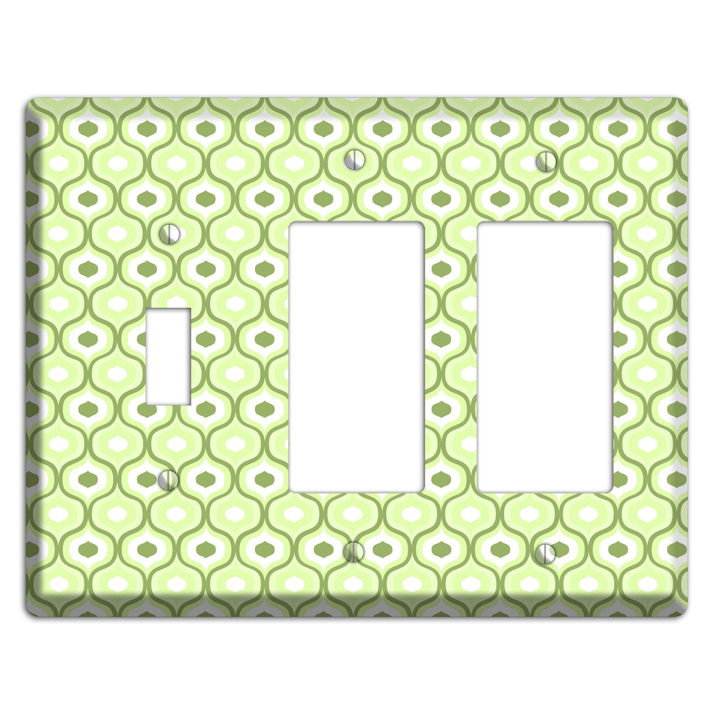 Multi Green Double Scallop Toggle / 2 Rocker Wallplate