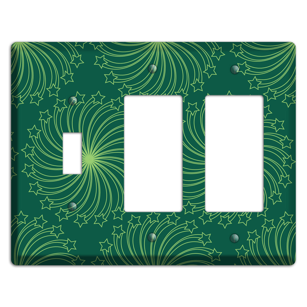 Multi Green Star Swirl Toggle / 2 Rocker Wallplate