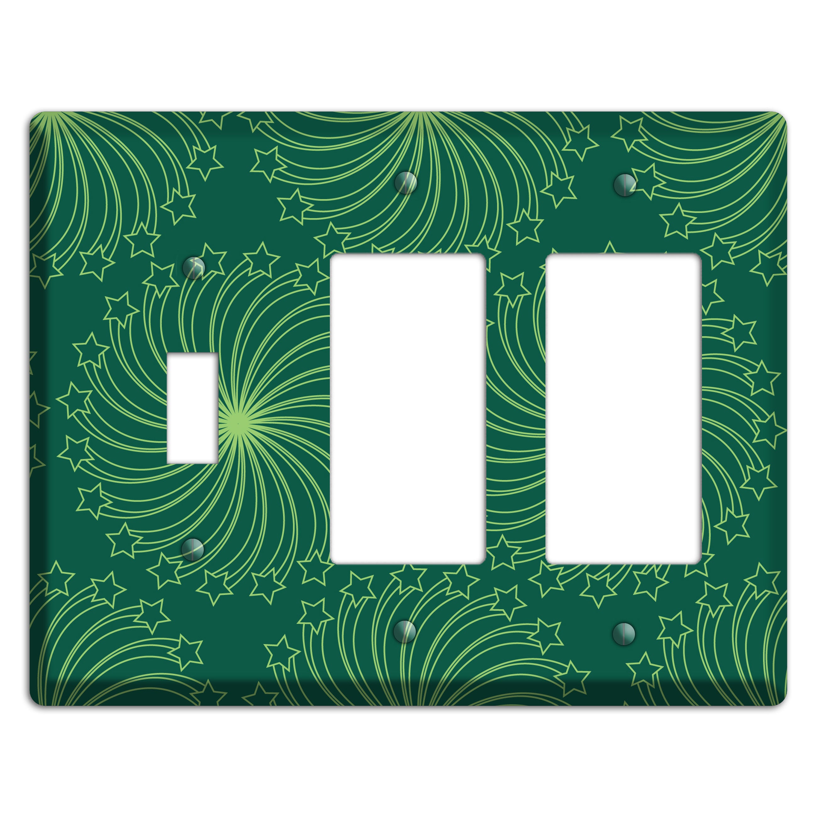 Multi Green Star Swirl Toggle / 2 Rocker Wallplate