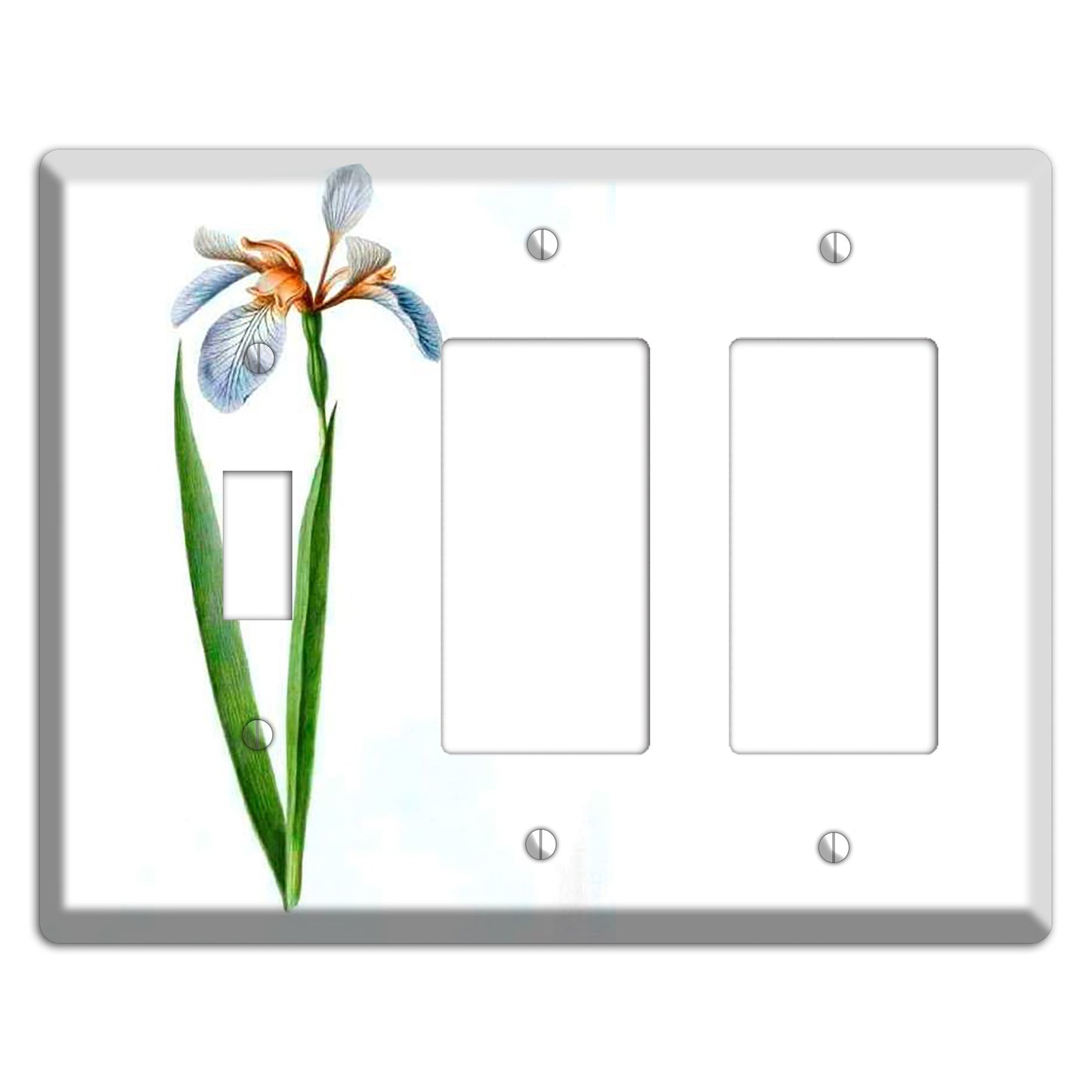 White Iris 2 Toggle / 2 Rocker Wallplate