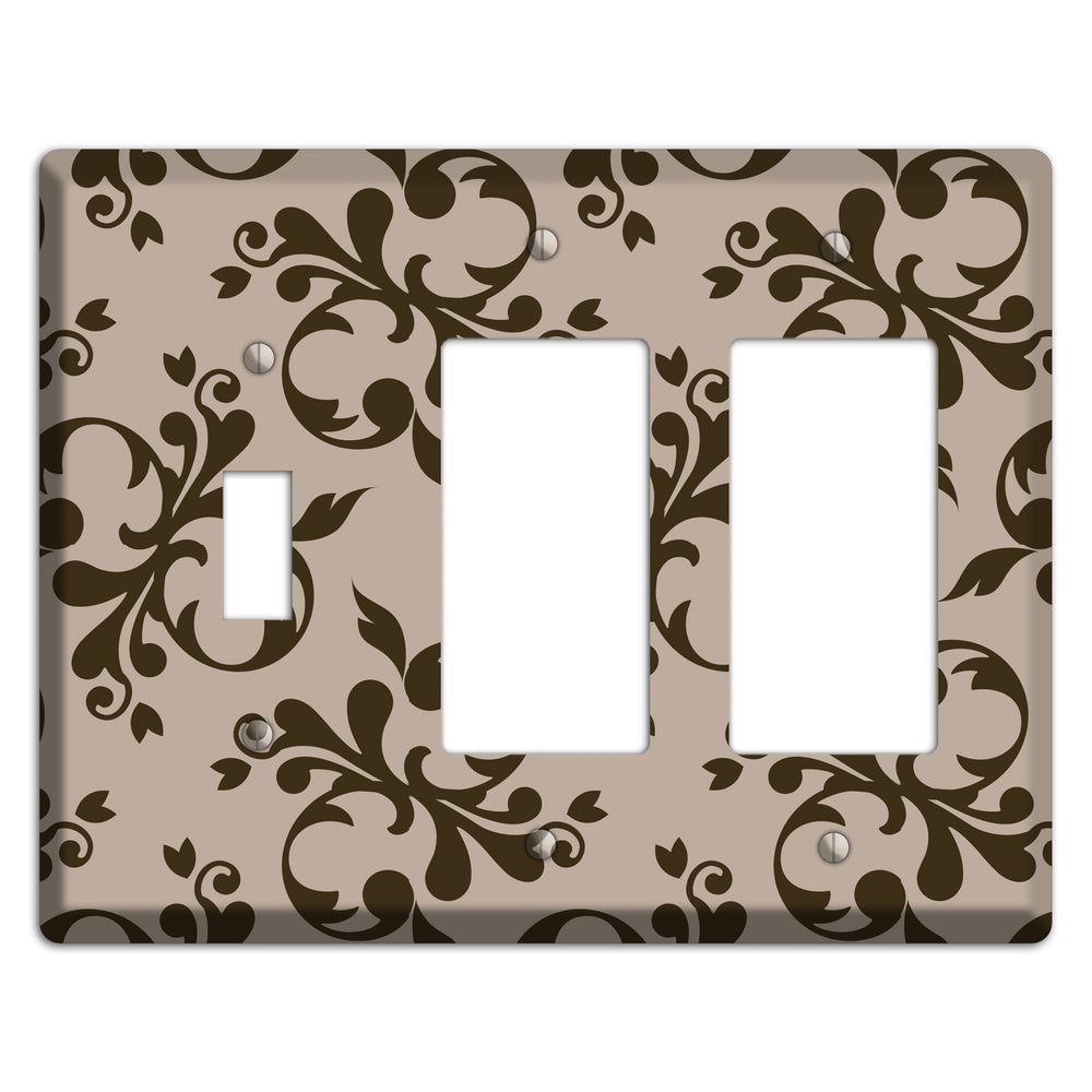 Beige Victorian Toile Toggle / 2 Rocker Wallplate