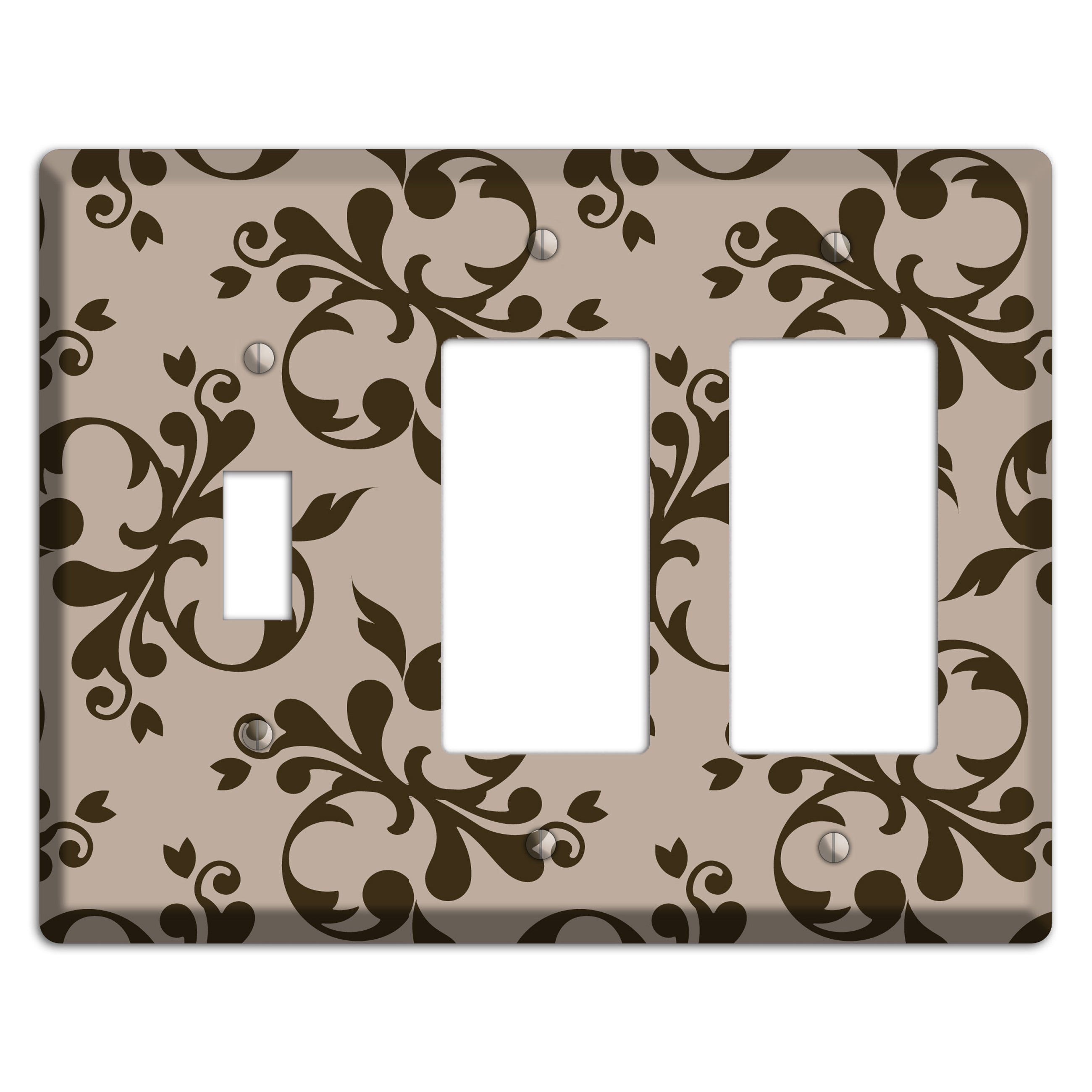 Beige Victorian Toile Toggle / 2 Rocker Wallplate