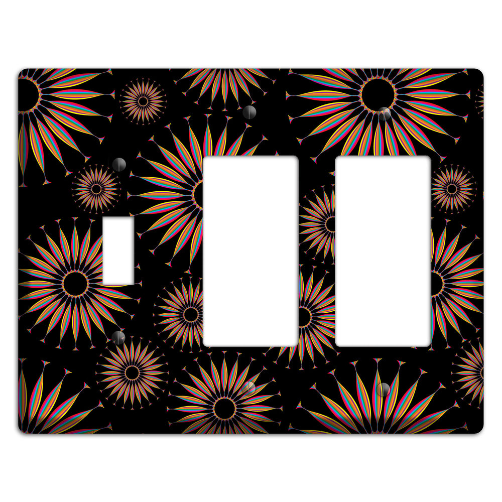 Black with Multi Suzani Toggle / 2 Rocker Wallplate