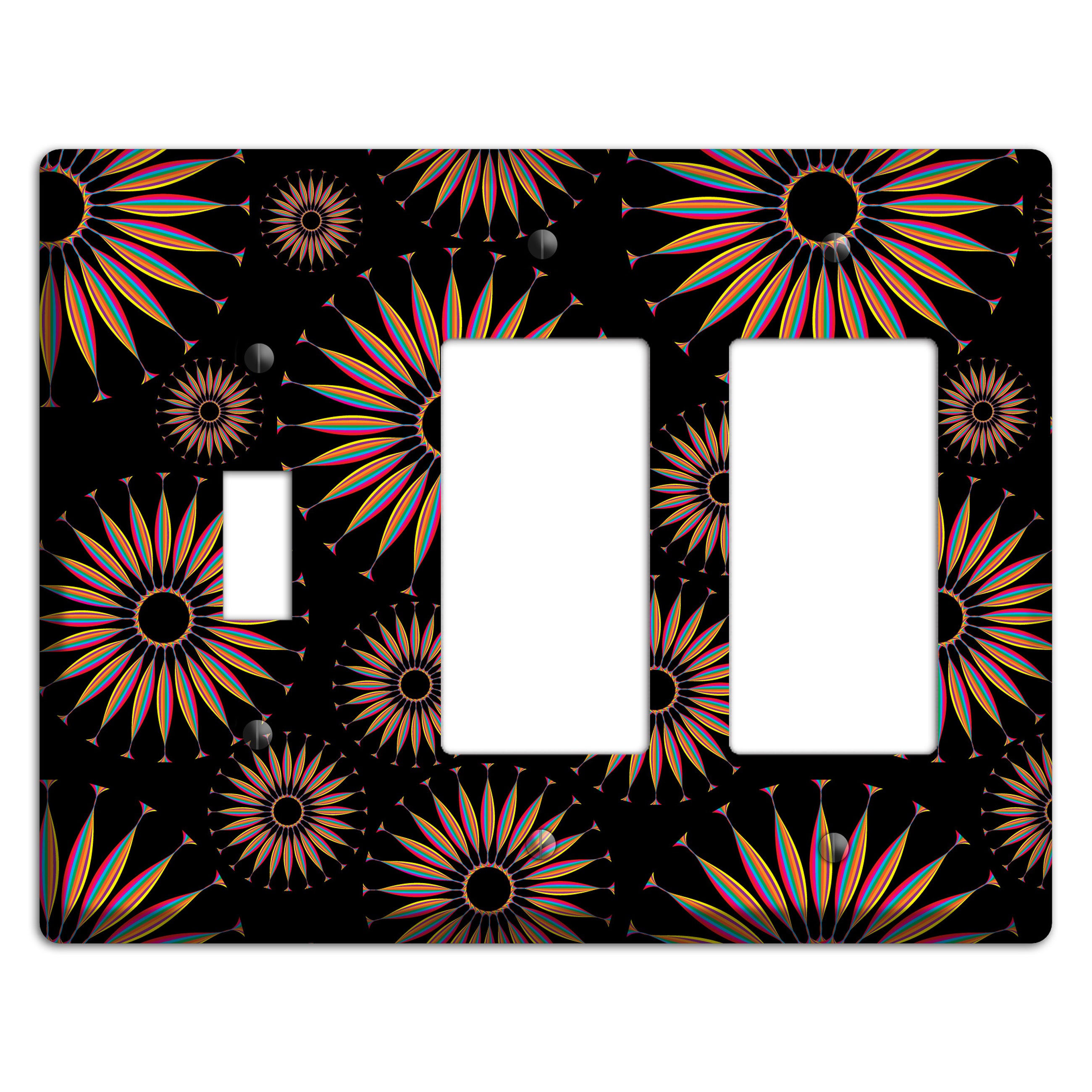 Black with Multi Suzani Toggle / 2 Rocker Wallplate
