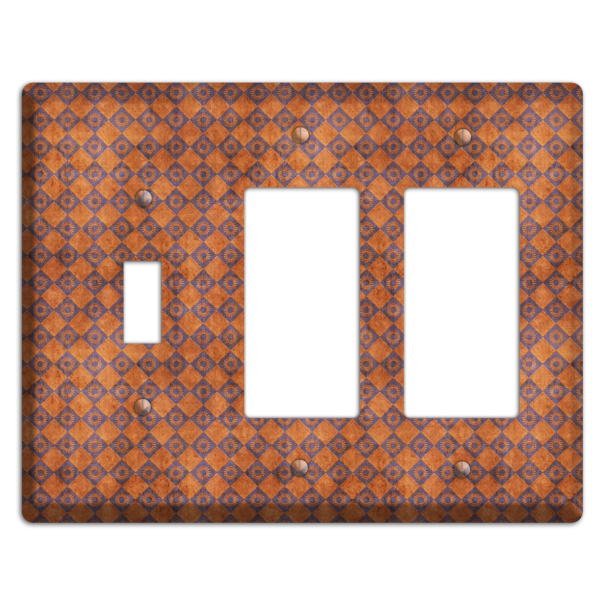 Red Diamond Circles 2 Toggle / 2 Rocker Wallplate