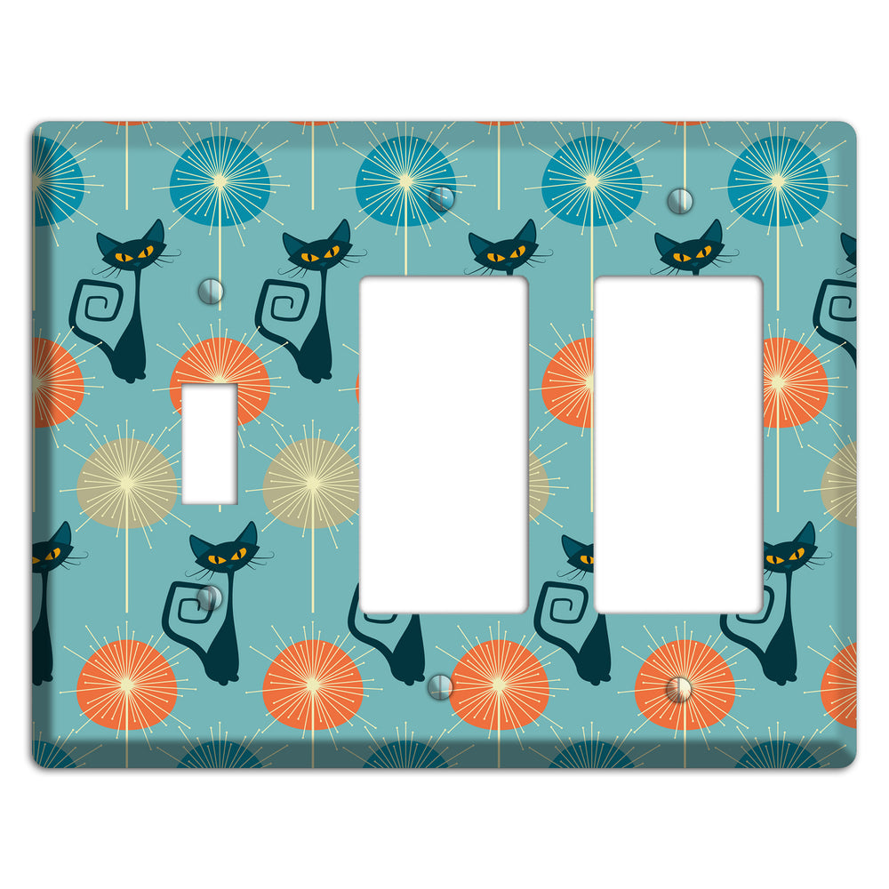 Atomic Burst Kitties Toggle / 2 Rocker Wallplate