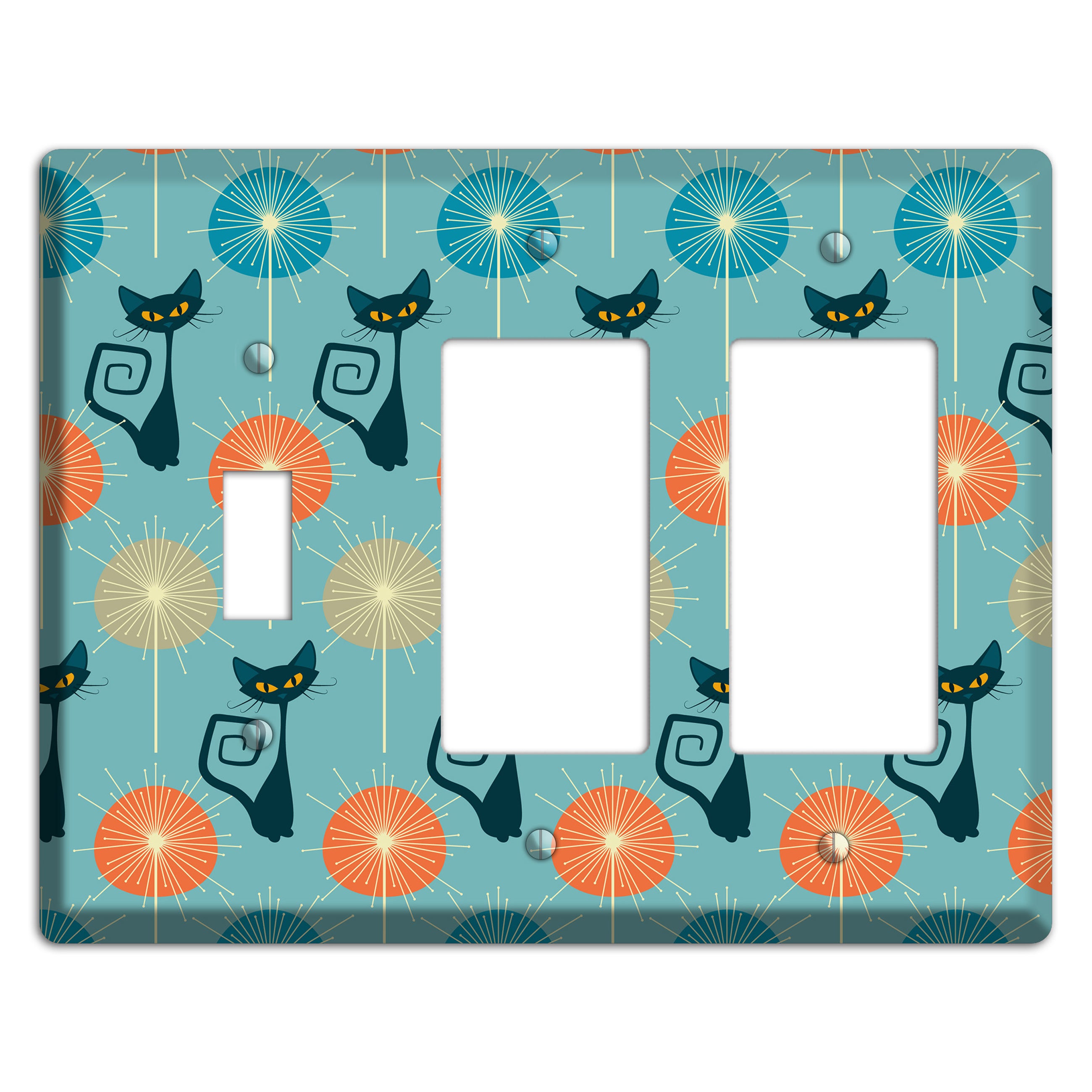 Atomic Burst Kitties Toggle / 2 Rocker Wallplate