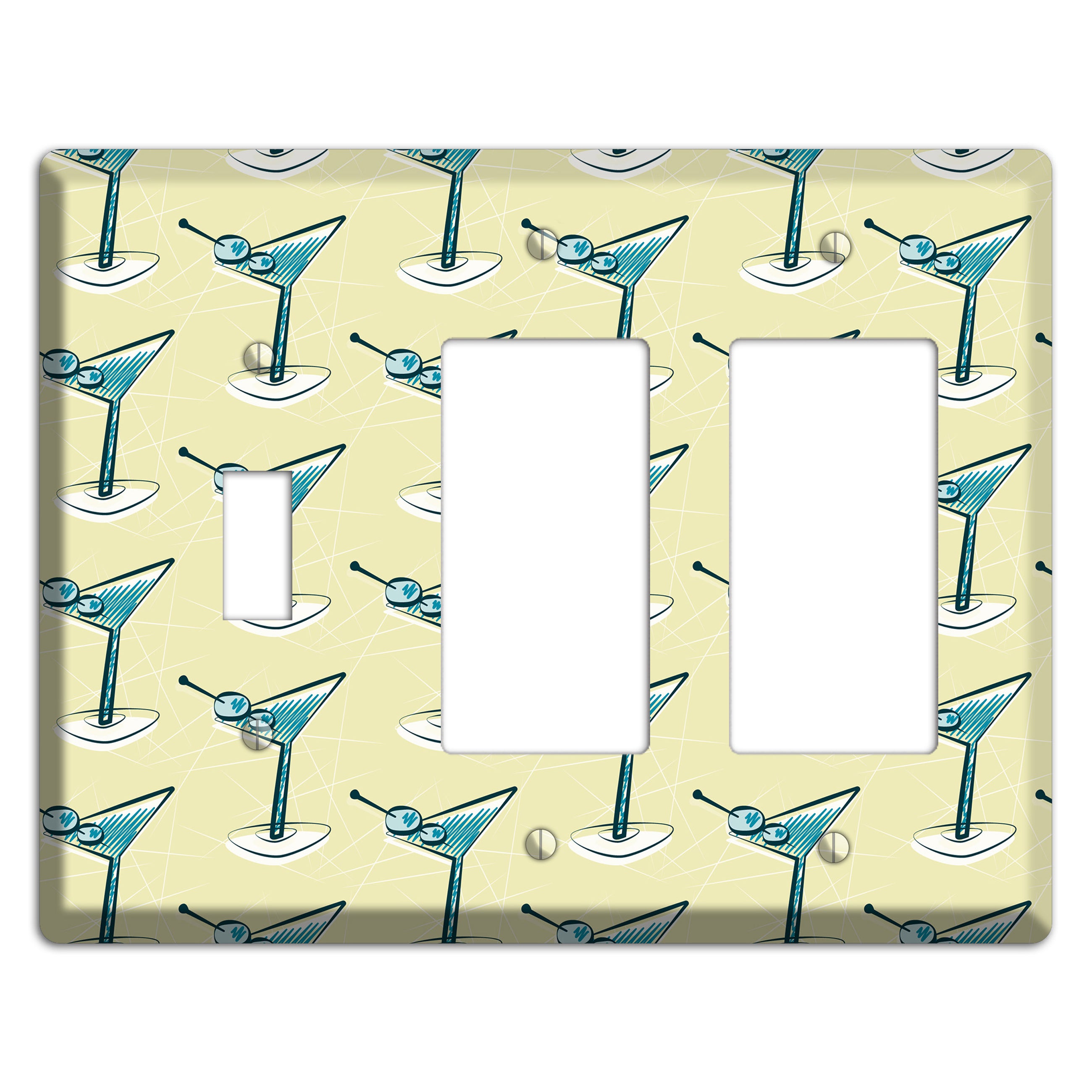 Yellow Martini Toggle / 2 Rocker Wallplate