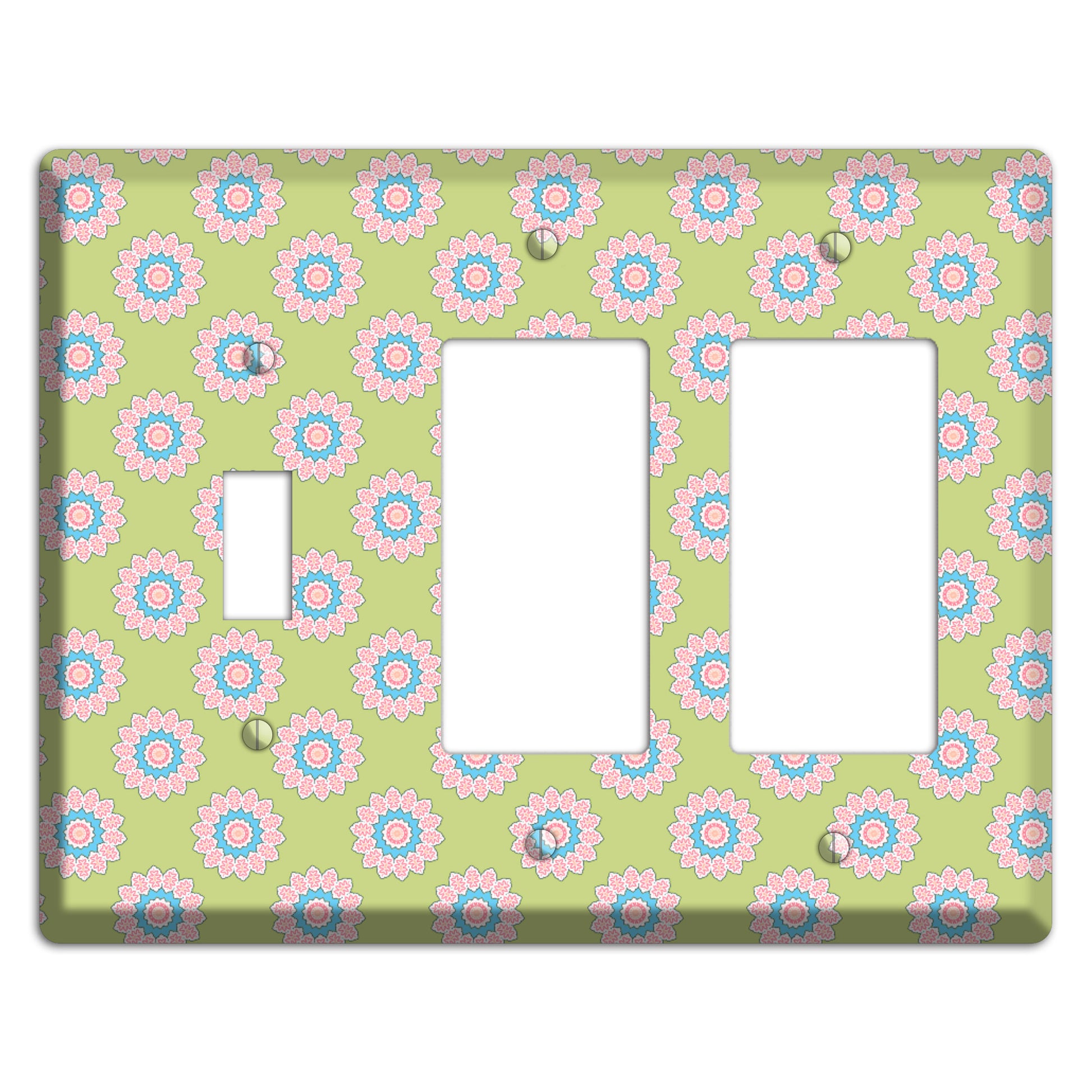 Lime with Suzani Dots Toggle / 2 Rocker Wallplate