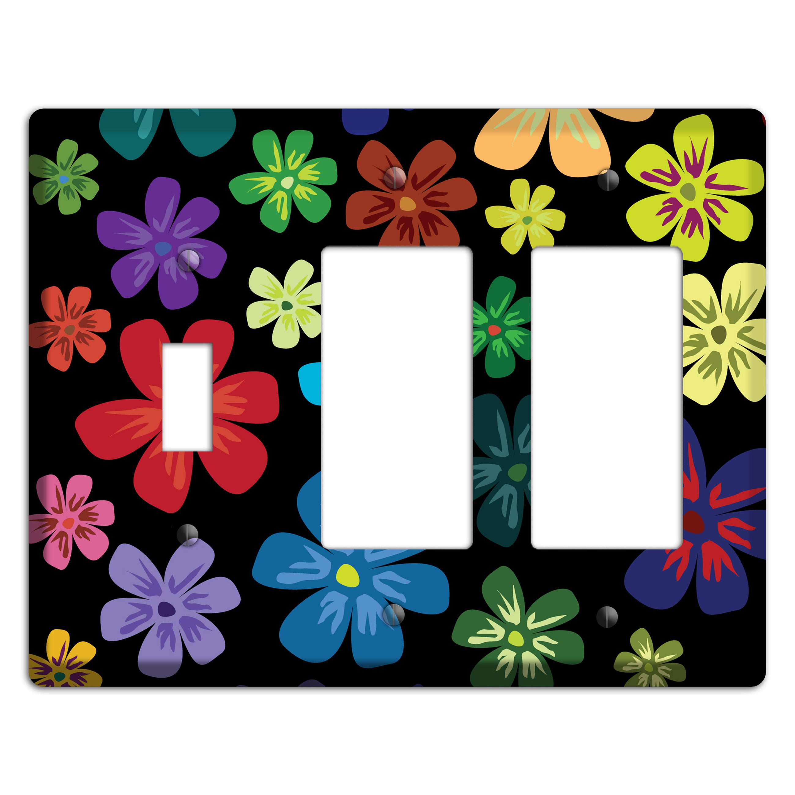 Green Flowers Toggle / 2 Rocker Wallplate