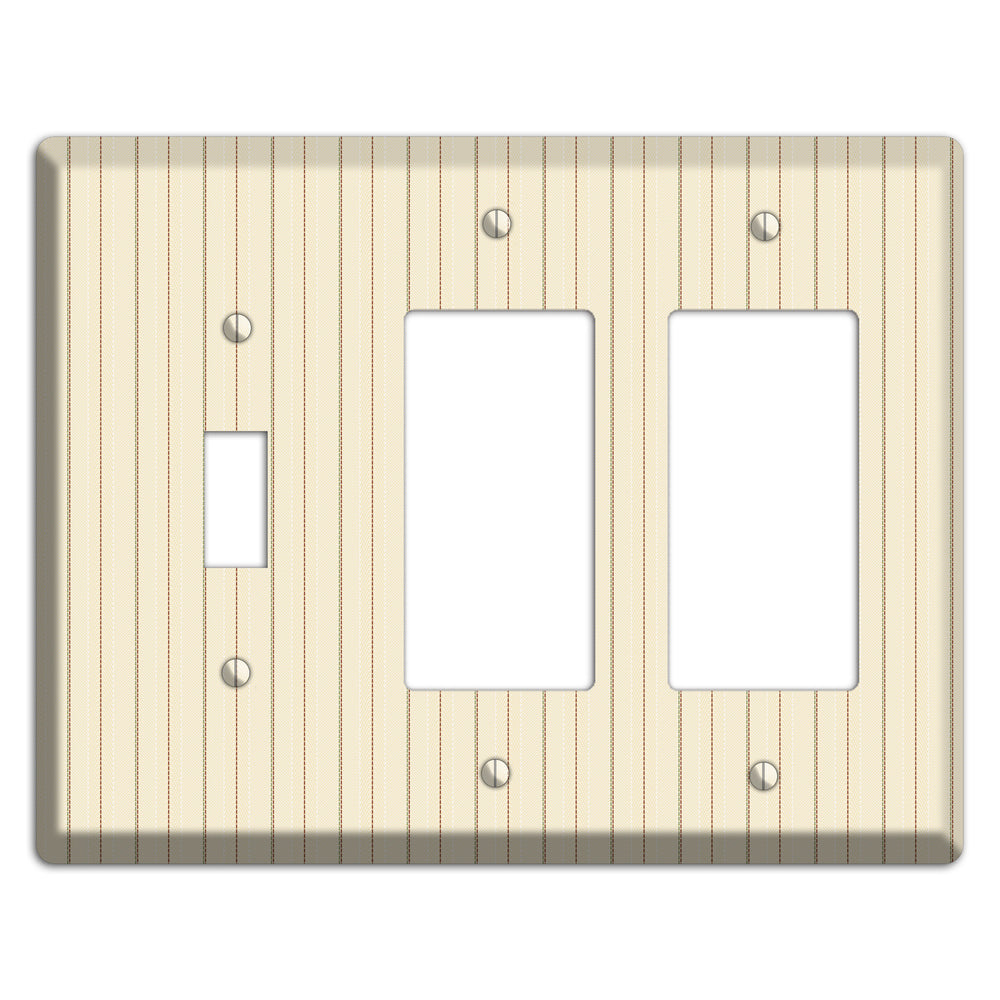 Off White Pinstripe Toggle / 2 Rocker Wallplate