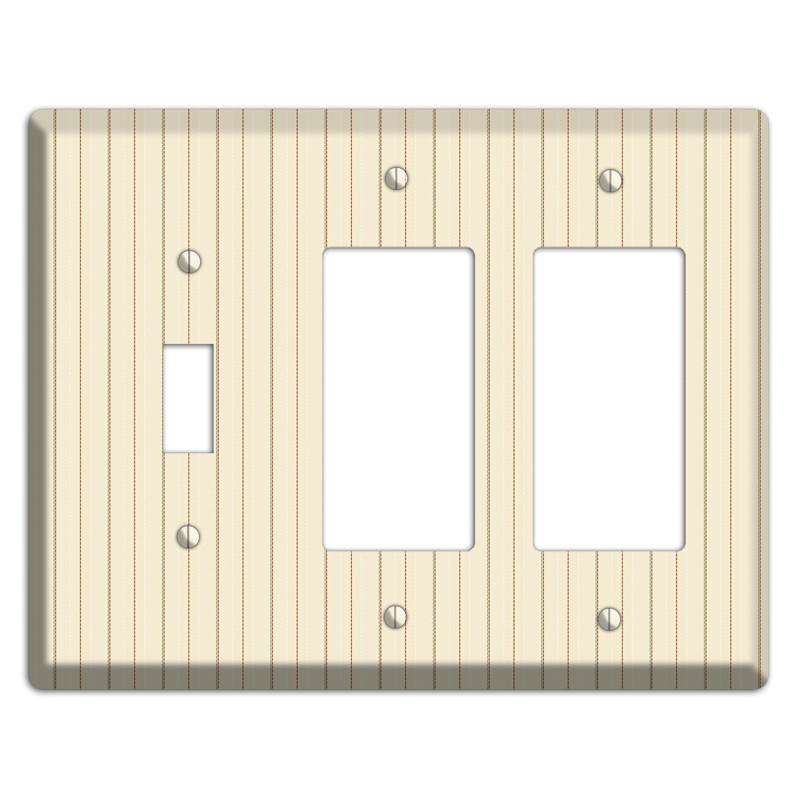 Off White Pinstripe Toggle / 2 Rocker Wallplate