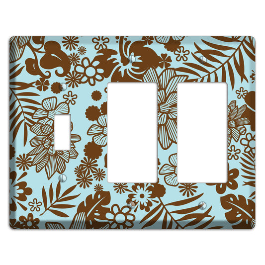Blue and Brown Tropical Toggle / 2 Rocker Wallplate