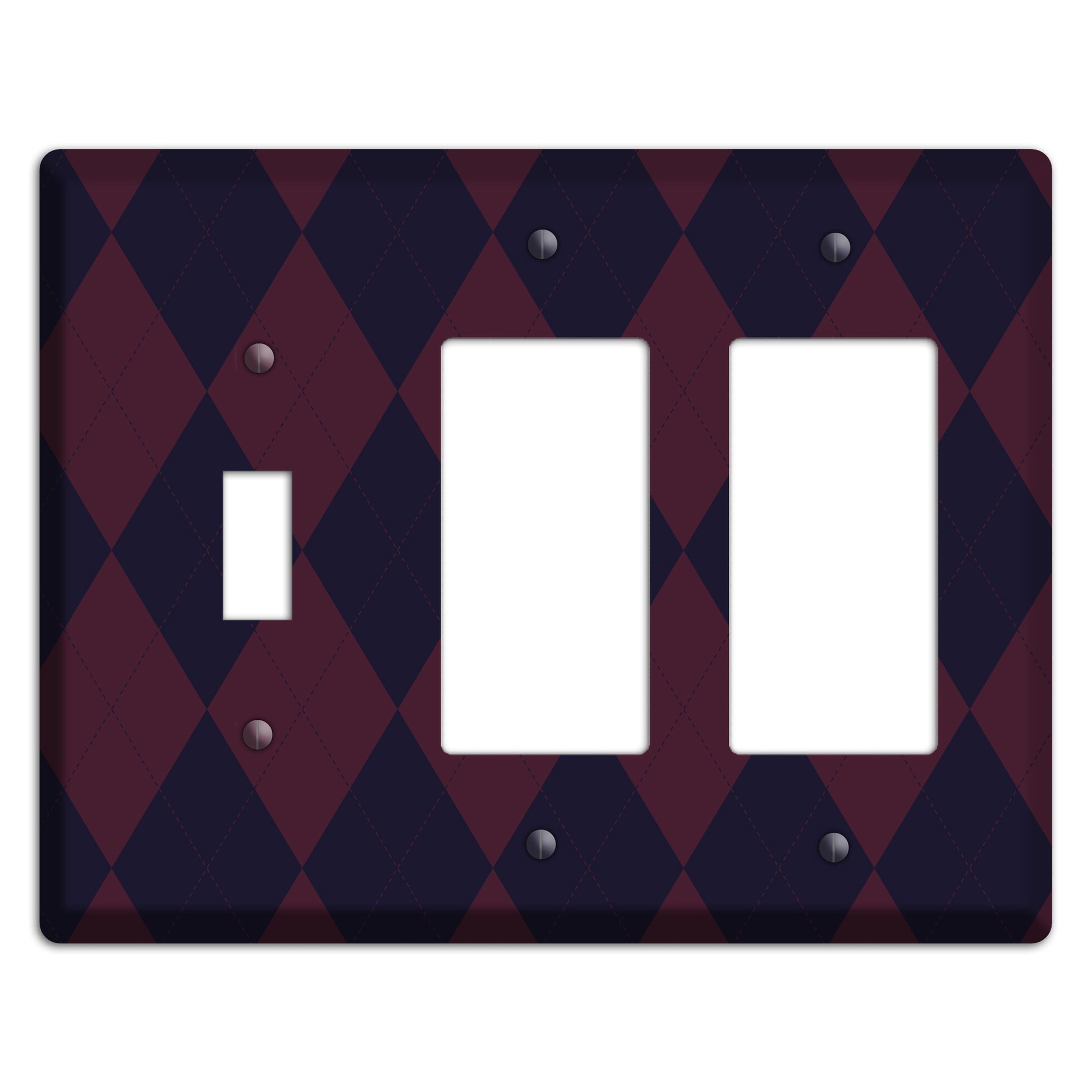 Dark Purple Argyle Toggle / 2 Rocker Wallplate