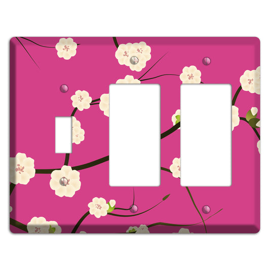 Pink Cherry Blossoms 2 Toggle / 2 Rocker Wallplate