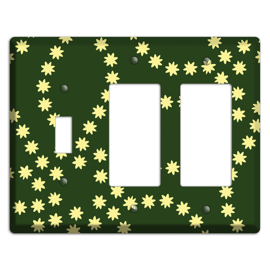 Green with Yellow Constellation Toggle / 2 Rocker Wallplate