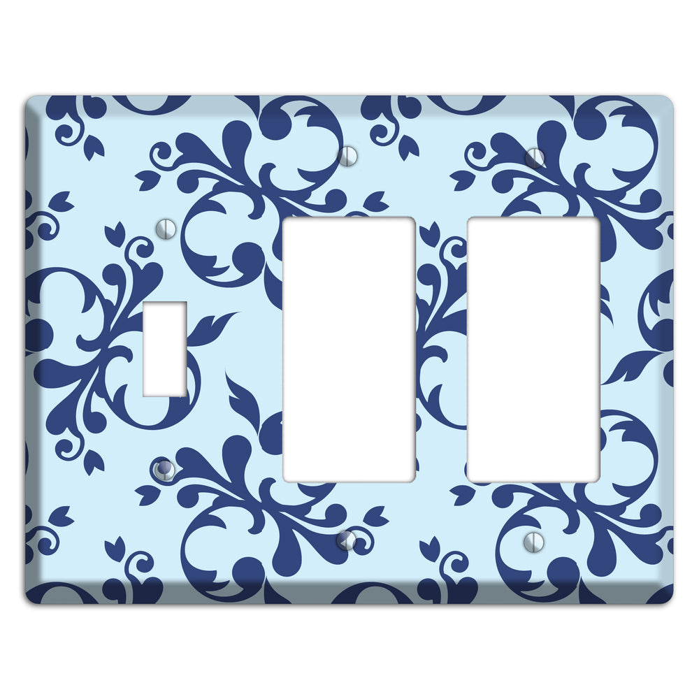 Blue Victorian Toile Toggle / 2 Rocker Wallplate