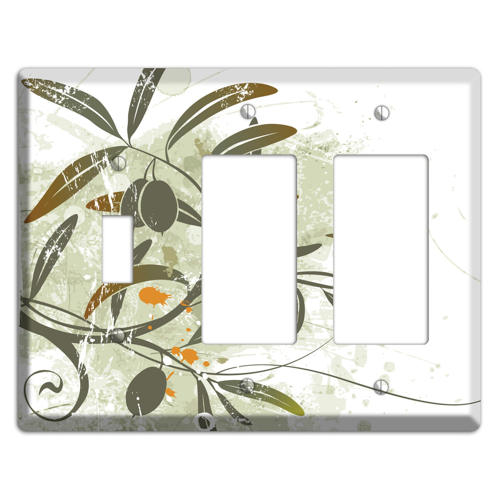 Green Olive Foliage Toggle / 2 Rocker Wallplate