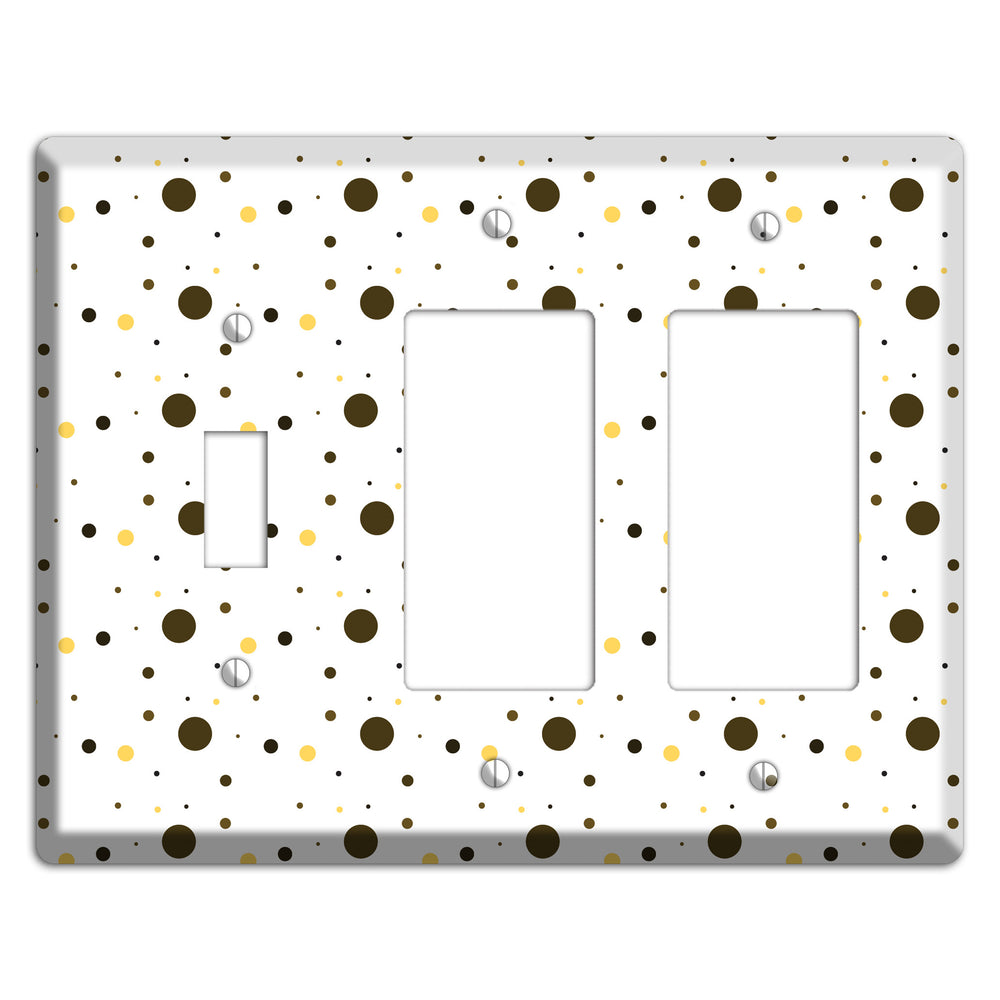 White with Black and Yellow Tiny Dots Toggle / 2 Rocker Wallplate