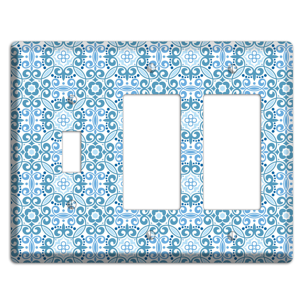 Multi Blue Foulard Toggle / 2 Rocker Wallplate