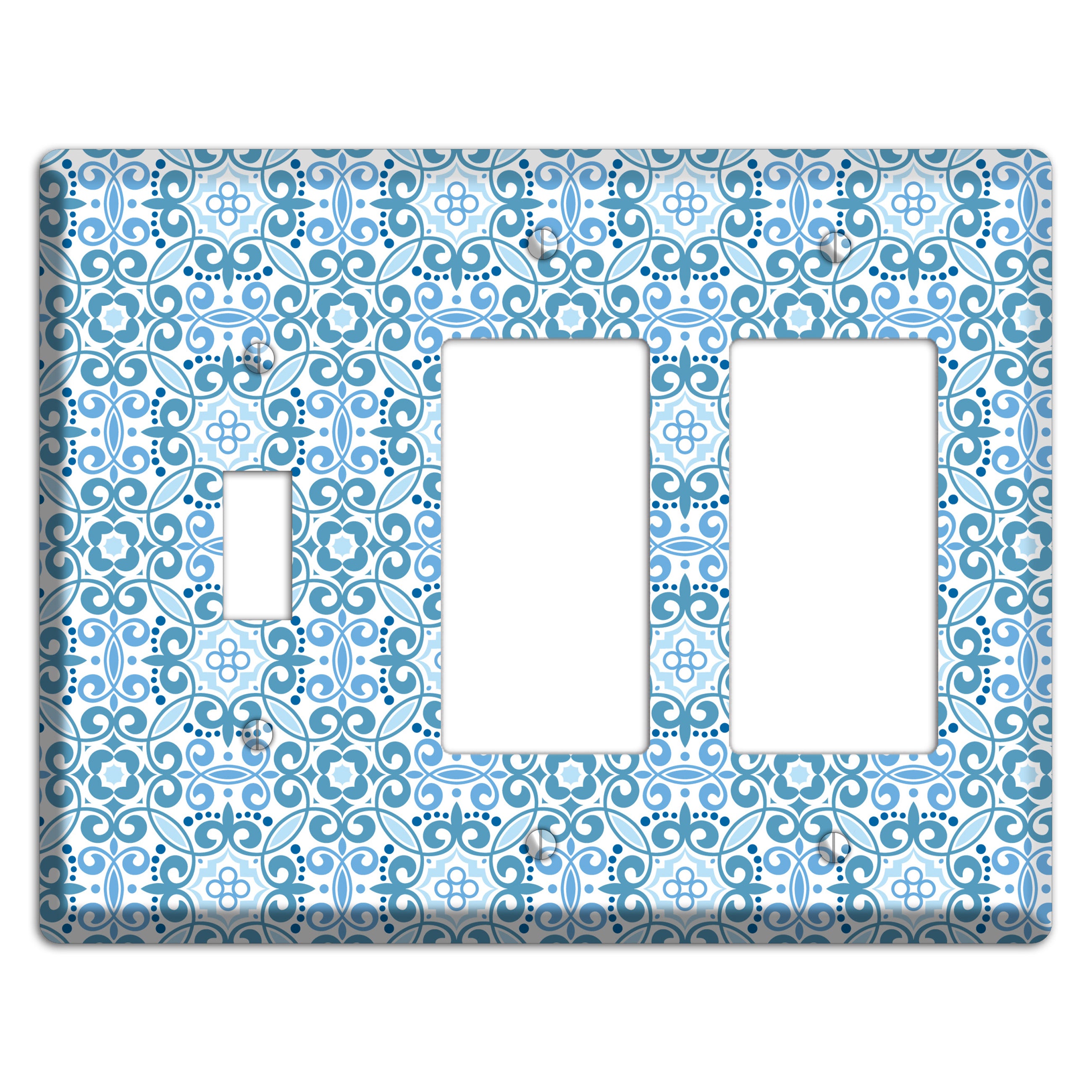 Multi Blue Foulard Toggle / 2 Rocker Wallplate