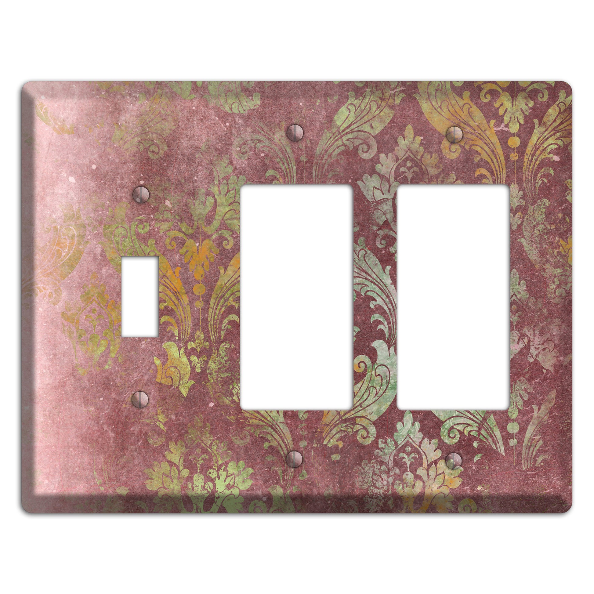 Roman Coffee Whimsical Damask Toggle / 2 Rocker Wallplate